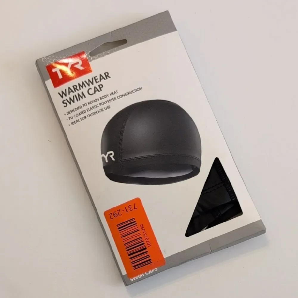 TYR Warmwear Silicone Black Swim Cap Lot Of 2 - Adult, Unisex, One Size